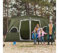 Outsunny Tente de Camping pour 4-8 Personnes avec 2 Chambres, 2 Poches et Fenêtres en Maille Imperméable 400x275x210 cm Vert
