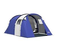Outsunny Tente de Camping pour 4 Personnes, Tente Tunnel Familiale 2 Chambres, Imperméable 3000mm, Montage Facile, avec 3 Fenêtres et Porche, Tapis de Sol, Sac de Transport, Bleu Foncé