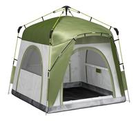 Outsunny Tente de Camping, Tente Pop up dôme familiale 4 Personnes, avec 4 Portes 4 fenêtres Sac de Transport Inclus pour Le Camping randonnée Vert Gris