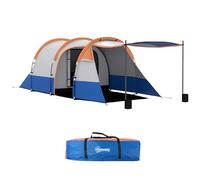 Outsunny Tente de Camping Tente Tunnel 2-3 Personnes 3 Portes ventilée avec Porche légère, Sac de Transport Inclus, Orange