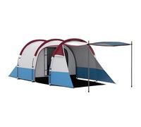 Outsunny Tente de Camping Tente Tunnel 2-3 Personnes avec Chambre à Coucher, Salon et Porche légère ventilée 3 Portes Sac de Transport Inclus 420 x 200 x 150 cm Blanc grisâtre et Rouge