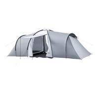 Tente de camping familiale 4-6 personnes 2 cabines 2 portes auvent 5,9l x 2,45l x 1,93h m rouge gris