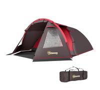 Outsunny Tente de Camping Tunnel pour 2-4 Personnes avec 2 Chambres, Imperméable 3000mm Tente Familiale de Trekking et Pêche avec Plancher Renforcé, Double Portes, Sac de Transport, 360x250x130 cm,