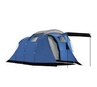 Outsunny Tente de Camping Tunnel pour 4 Personnes Imperméable 3000mm - Séjour Spacieux Double Couche Anti-Condensation Hauteur 190cm - Abri de Jardin pour Bivouac Randonnée avec Auvent, Bleu Foncé