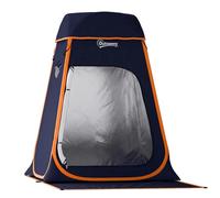 Outsunny Tente de Douche Portable Pop Up Toilette Tente de Camping Pliable vestiaire Cabine de Changement Vêtement Extérieure Intérieure Toit Amovible Poche Sac 152 x 152 x 200 cm Bleu foncé