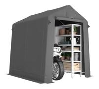Outsunny Tente de garage, 2,3 x 1,9 m, imperméable, avec porte à roulettes, fermeture éclair, aération, toit à pignon, résistant aux UV, abri pour outils de jardin, moto, gris foncé