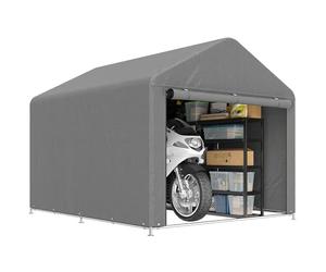 Outsunny Tente de jardin extérieure pour outils, vélos, 2,4 x 2 x 2 m, abri extérieur avec cadre métallique galvanisé, porte enroulable avec fermeture éclair, imperméable, UV30+, garage portable, gris