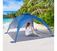 Outsunny Tente de plage abri de plage XXL pliable dim. 2,47L x 2,47l x 1,45H m sac transport inclu polyester bleu marine