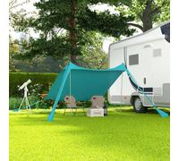 Outsunny Tente de plage, abri solaire de camping, bâche avec 2 poteaux, auvent d'ombrage extérieur - dim. 215L x 200l x 200H cm