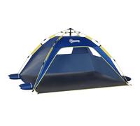 Outsunny Tente de plage pliable Tente de plage Pop-up pour 1-2 personnes avec protection UV imperméable Sac de transport pour parc Camping 220 x 173 x 120 cm Bleu foncé