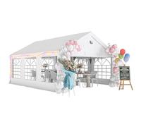 Outsunny Tente de Réception 4x6m - Barnum avec Structure Acier Galvanisé, Barres de Renfort et 4 Parois Latérales - Tonnelle de Jardin avec Fenêtres, UPF 30+ pour Mariage, Fête et Camping, Blanc