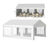 Outsunny Chapiteau Barnum Tente Barnum tonnelle de réception chapiteau de Jardin 6 x 4 x 2,8 m polyéthylène 8 fenêtres et Acier galvanisé Robuste Blanc