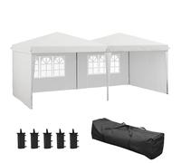 Outsunny Tente de réception Tonnelle Barnum Pliable 6x3m avec parois latérales Hauteur réglable avec Sac de Transport Roues, extérieur, Jardin, fêtes