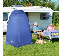 Outsunny Tente de toilette pop-up, tente de douche mobile pour camping, cabine d'essayage avec compartiment intérieur, cabine de douche, cabine d'essayage, imperméable, polyester, bleu foncé, 120 x 12