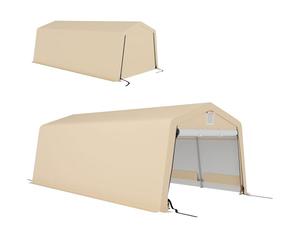 Outsunny Tente Garage carport dim. 6,2L x 3,3l x 2,4H m Acier galvanisé Robuste PE Haute densité 150 g/m² imperméable Anti-UV, 1 Porte Kaki et 2 aérations