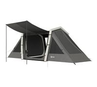 Outsunny Tente Gonflable de Camping 4 Personnes Blackout - Tente à Air 5,8m de Long avec 2 Chambres et Séjour - Imperméable 3000mm avec Pompe, Auvent et Piquets Fluorescents, Gris Foncé