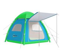 Outsunny Tente gonflable pour 3 personnes - Montage rapide - Tente de camping en plein air avec pompe à air - Fenêtre en maille amovible - Toit fluorescent - Piquets - Hauteur de l'auvent : 3000 mm