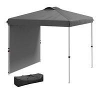 Outsunny Tente Pliable 2,5x2,5 m Gazebo de Jardin avec 1 paroi latérale Hauteur réglable en 3 Niveaux Imperméable Anti-UV et Sac à Sable Gazebo pour Camping extérieur Fête Gris foncé