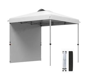 Outsunny Tente Pliante 2,5x2,5m Gazebo de Jardin avec 1 paroi latérale Hauteur réglable en 3 Niveaux Anti-UV Imperméable et Sac de Sable Gazebo pour extérieur Camping Fête Blanc
