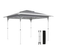 Outsunny Tente Pliante 3,5 x 3,5 m, Pop-up, pavillon de Jardin avec Double Toit, Fermeture Centrale, UPF50+, Hauteur réglable sur 3 Niveaux et Sac de Transport, Gazebo pour fêtes, extérieur, Gris