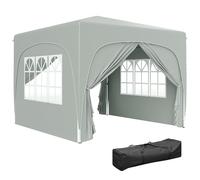 Outsunny Tente Pliante 3 x 3 m, pavillon de Jardin avec Hauteur réglable sur 3 Niveaux, 4 parois latérales, fenêtres et Sac de Transport, UPF50+, imperméable pour Les fêtes, extérieur, Gris