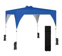 Outsunny Tente Pliante 3 x 3 m, Pop-up, pavillon de Jardin avec Ventilation supérieure, Verrouillage Central, UPF50+, Hauteur réglable sur 3 Niveaux, Sac de Transport à roulettes, Sacs de Sable, Bleu