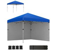 Outsunny Tente Pliante Pop-up Gazebo 3x3 m Tente Pliante avec 2 parois latérales Anti-UV Hauteur réglable sur 3 Niveaux Sacs de Sable et Sac de Transport à roulettes pour Le Camping et Les fêtes Bleu