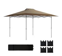 Outsunny Tente Pliante Pop-up Gazebo 4x4 m, Tente Pliante avec Verrouillage Central, UPF50+, Hauteur réglable, 4 Sacs de Sable et Sac de Transport à roulettes, pour Le Camping, Les fêtes, Beige et