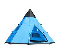 Outsunny Tente tipi 6 hommes, tente de camping familiale avec fenêtres en maille zippée, sac de transport, facile à installer pour randonnée, pique-nique, nuit en plein air, bleu