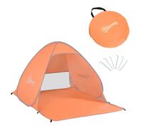Abri de plage tente de plage pliable pop-up automatique instantané protection UV fenêtre arrière grand tapis de sol orange Orange