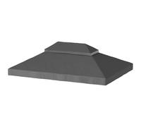 Outsunny Toile de rechange pour pavillon toile de tonnelle 4 x 3 m, double toit avec trous de drainage, polyester 370 g/m², gris