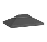 Outsunny Toile de rechange pour pavillon toile de tonnelle 4 x 3 m, toit double avec trous de drainage, polyester haute densité 370 g/m², protection solaire UPF30+, TOILE INCLUS UNIQUEMENT, gris foncé