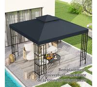 Outsunny Toile de rechange pour pavillon tonnelle tente 3 x 3 m polyester haute densité 180 g/m² gris foncé Descriptions Longues:Rien de plus reposant qu'un petit coin d'ombre quand le soleil envahit
