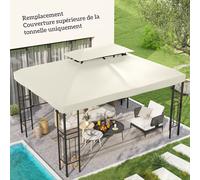 Outsunny Toile de Rechange pour Pavillon Tonnelle Tente Polyester Haute Densité Imperméabilisé 180 g/m² 3 x 4 m Crème aosom france
