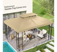 Outsunny Toile de Rechange pour Pavillon Tonnelle Tente Polyester Haute Densité Imperméabilisé 180 g/m² 3 x 4 m Beige aosom france
