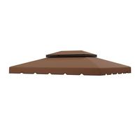 Outsunny Toile de rechange pour tonnelle 4x3 m avec double toit Orifices de drainage Toile seule NE comprend PAS le cadre Café