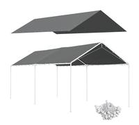 Outsunny Toile de Remplacement pour carport 3 x 6 m, bâche pour abri de Voiture avec 48 élastiques à Boules (Housse Uniquement, Cadre Non Inclus) Gris foncé