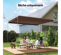 Outsunny Toile de toit pour pergola tonnelle rétractable de 3 x 3 m - café