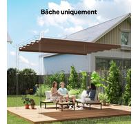Outsunny Toile de toit pour pergola tonnelle rétractable de 4 x 3 m - café