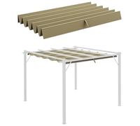 Outsunny Toile d'ombrage rétractable pour pergola, auvent de Rechange pour pergola de 3 x 3 m, Toit rétractable Brun Clair
