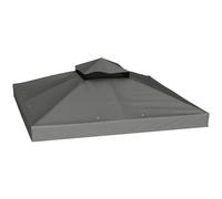 Outsunny Toile de rechange pour tonnelle 3 x 3 m à 2 niveaux, PVC 370 g/m², UPF30+, Gris foncé