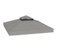 Outsunny Toile pour Tonnelle 3 x 3 m Rechange 2 Niveaux PVC Gris | Toile de Rechange pour Tonnelle, Protection, Revêtement en PVC, 370 g/㎡, UPF30+, Trous de Drainage