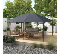 Outsunny Toit de pavillon de rechange Pavillon Baldachin, résistant aux intempéries, 397 x 297 cm, Gris foncé