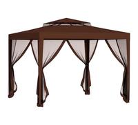 Outsunny - Tonnelle barnum de jardin - 297x297x268 cm - Polyester - 4 moustiquaires - Marron