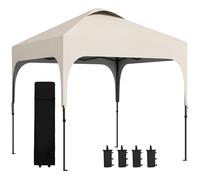 Outsunny Tonnelle de jardin 2,5x2,5 m Pop-up pliant Hauteur réglable 4 niveaux Oxford UV50+ Beige