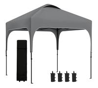 Outsunny Tonnelle de jardin 2,5x2,5 m – Barnum pop-up pliant, hauteur réglable, châssis acier, gris