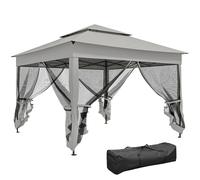 Outsunny Tonnelle de jardin pop-up pliant - imperméabilisé, anti-UV, moustiquaires - métal 3x3m gris