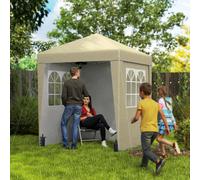 Outsunny Tonnelle barnum de jardin pop-up pliant réglable en hauteur protection UV 30+ 3 parois latérales beige