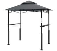 Outsunny Tonnelle de barbecue à deux niveaux auvent de réception pour jardin avec lumière LED 240 x 150 x 250 cm gris foncé