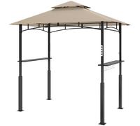 Outsunny Tonnelle de barbecue à deux niveaux auvent de réception pour jardin avec lumière LED 240 x 150 x 250 cm kaki